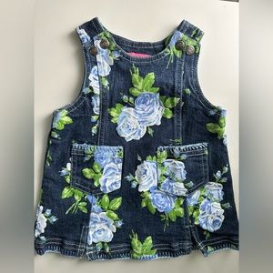 🌷 Betsy Johnson - Baby Girls Floral Denim Dress - 0-3M